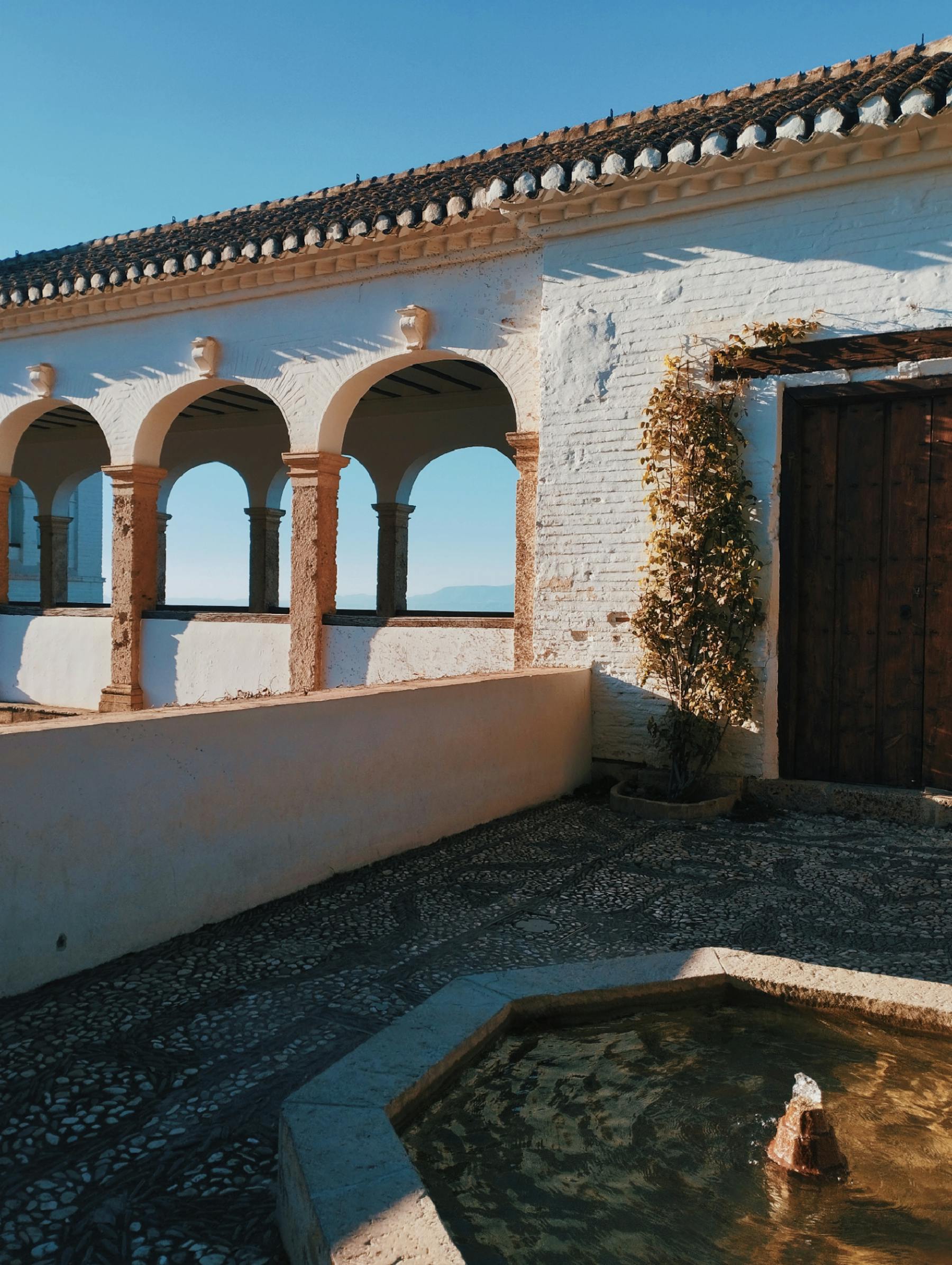 The courtyard the rooms face