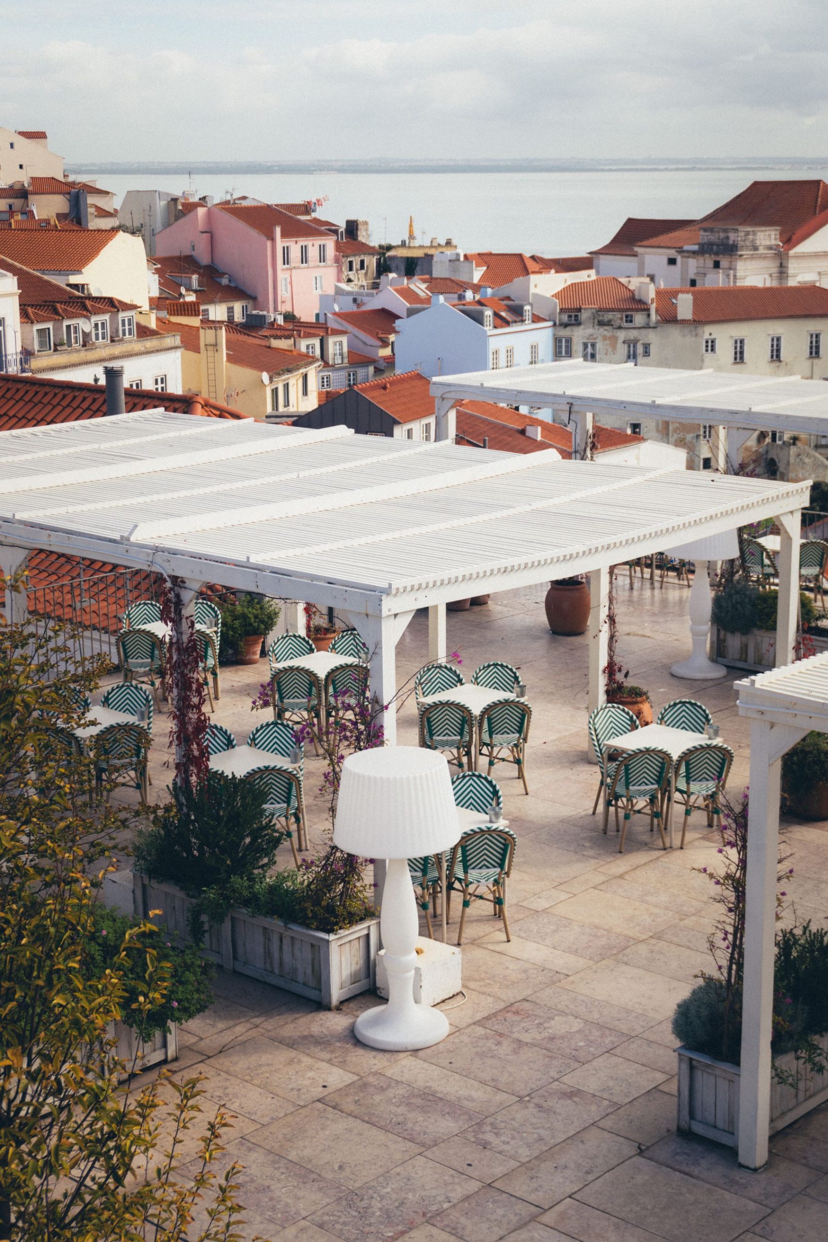 The roof terrace and the river